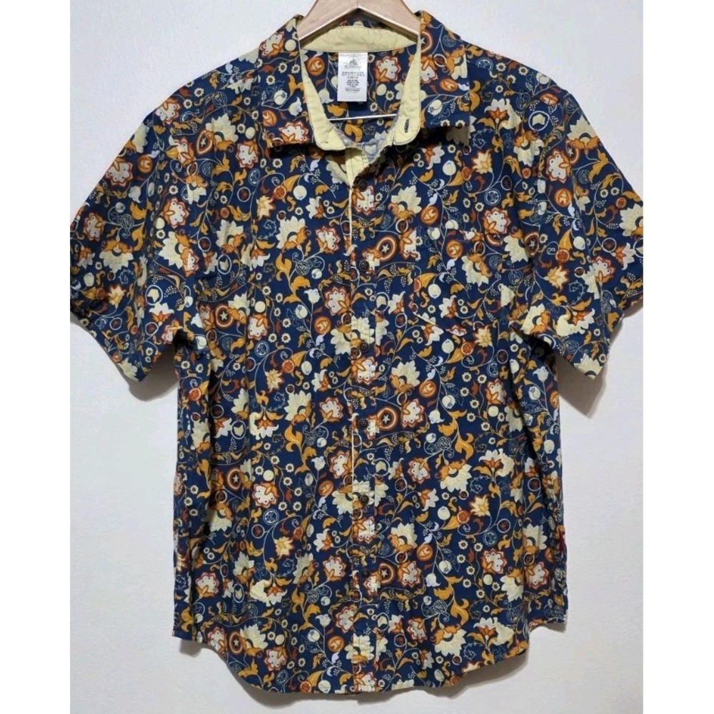 Disney Marvel Avenger Hawaiian Polo Button Up‎ Shirt Sz XL Mens Super Hero EUC